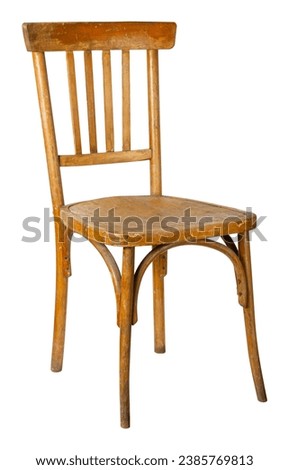 An antique wooden chair. Isolated on a white background. High quality photo Royalty-Free Stock Photo #2385769813