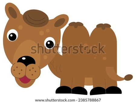 cartoon scene with happy camel dromedary safari isolated illustration for kids