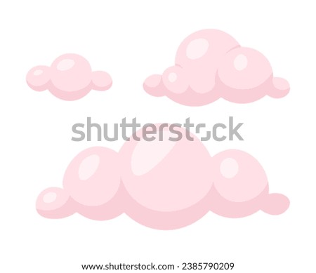 Dreamy pink clouds 2D cartoon object. Dreams cumulus isolated vector item white background. Day dreaming. Fairytale magical puffy shapes. Paradise romantic cloudscape color flat spot illustration