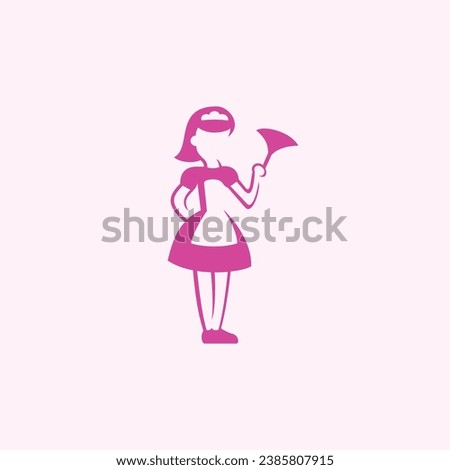 A logo featuring the silhouette of a house maid holding a cleaning tool. Royalty-Free Stock Photo #2385807915