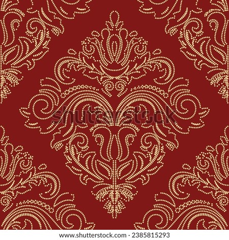 Orient vector classic pattern. Seamless abstract background with vintage elements. Orient red and golden dotted pattern. Ornament barogue wallpaper