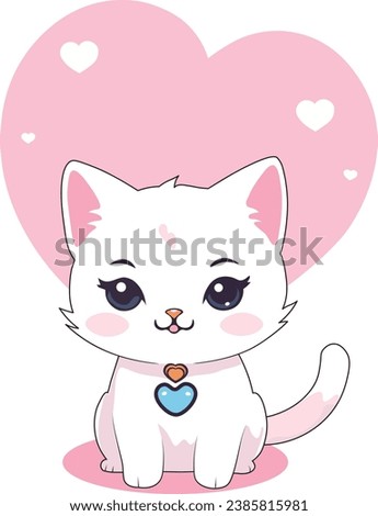 Introducing this charming and lovable vector illustration featuring an adorable cat with a heart kawaii design.