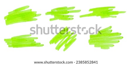 A set of Stroke drawn with green marker isolated on white. Royalty-Free Stock Photo #2385852841