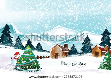 Christmas scene with snow covered houses landscape background