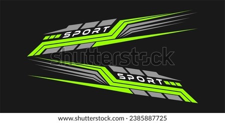 wrap design for car vectors. sports stripes, car stickers green color. racing decals for tuning