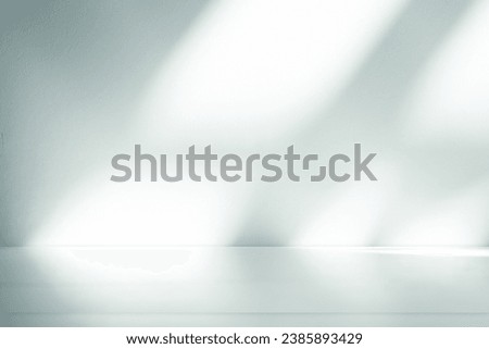 Wall interior background, studio  and backdrops show products.with shadow from window color white and grey. background for text insertion and presentation product  Royalty-Free Stock Photo #2385893429