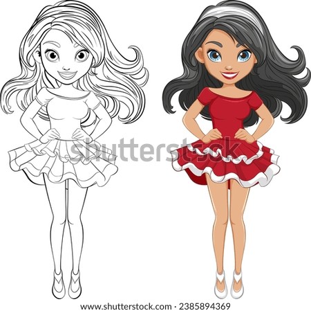 A stunning cartoon character wearing a mini skirt dress