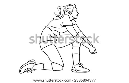 line art of female professional volleyball player