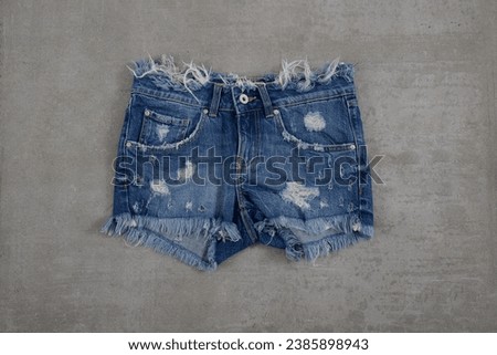 Fashion Jean shorts isolated  on gray background,front view  
	
