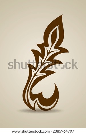 Javanese culture of floral ornament illustration. sillhouette floral shape. Chocolate or brown harmony color. Isolated on gradient background. vector illustration.