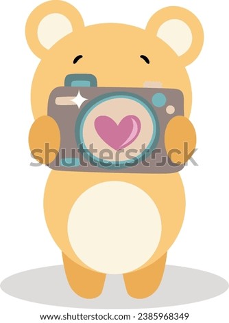 Cute teddy bear with a camera
