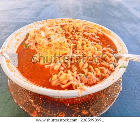 noodle soup with egg mixture