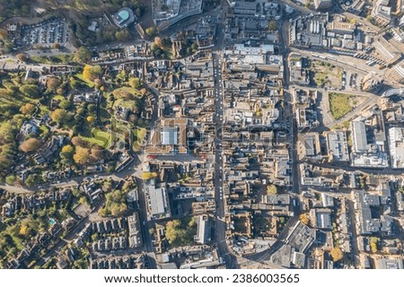 amazing aerial view of the downtown center high street of Guildford, Famous town near london, England, Autumn daytime Royalty-Free Stock Photo #2386003565