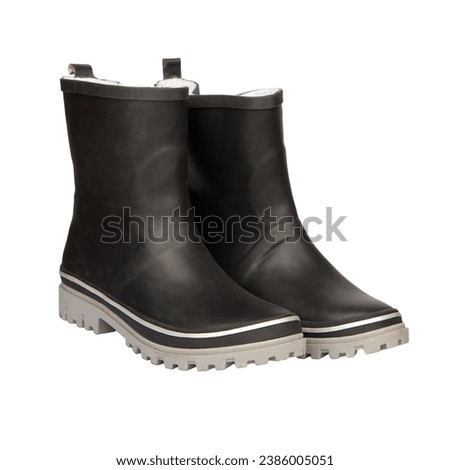 Black rubber boots isolated on a white background. Clipping path included.