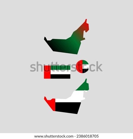 United Arab Emirates national map and flag vectors set....