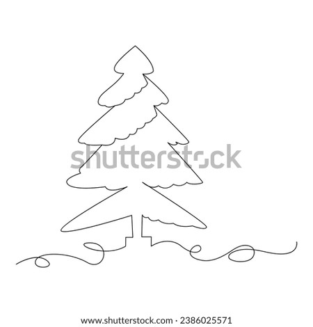 
Christmas tree continuous single line outline vector art illustration
