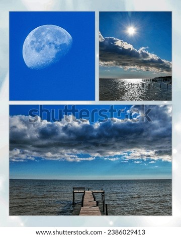 Chesapeake Bay afternoon views and Hunter's moon,  photo collage 