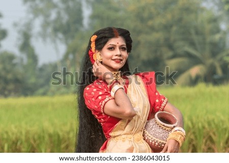 A Concept Diwali photo shoot with nature background. Goddess kali concept. Indian culture kali puja.