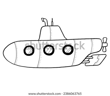 Submarine Hand Drawn Illustration - Submarine Drawing