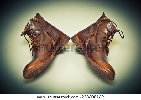 New fashion leather handmade shoes, cowboy style. Grunge style.