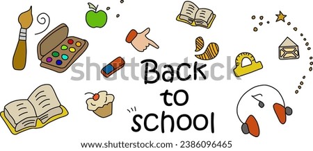 School subjects on a white background. Vector graphics of school supplies: paints, brushes, rulers and headphones on a white background. School illustration back to school EPS 10