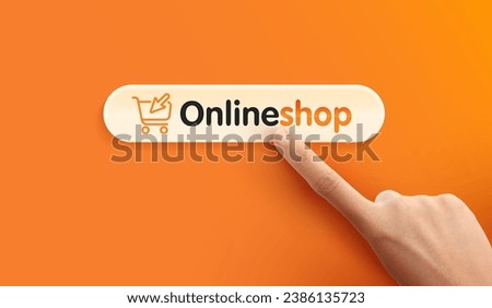 Click buy shopping online with hand on mobile phone application concept and digital marketing promotion. button hand pointer clicking. click here banner. Royalty-Free Stock Photo #2386135723