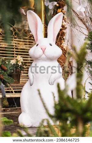 Large figure of a white Easter bunny