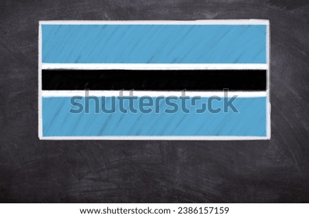 Hand drawn flag of Botswana on a black chalkboard