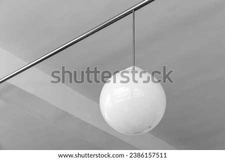 Abstract minimal interior with white round light, modern architecture background photo