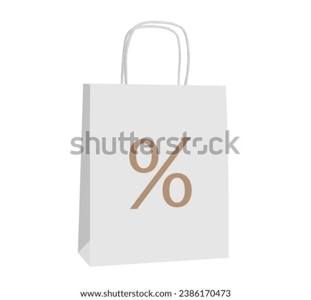 Paper bag with percent sign isolated on white