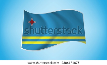 National Flag of Aruba - Waving National Flag of Aruba - Aruba Flag Illustration