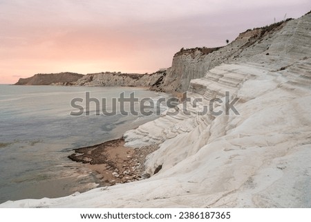 Panoramic view of the famous Scala dei Turchi cliff near Agrigento, Sicily, Italy