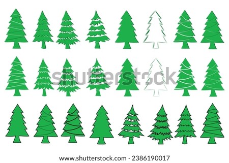 Set of flat stylized trees. Natural vector illustration.