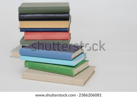 Green books on white background education school