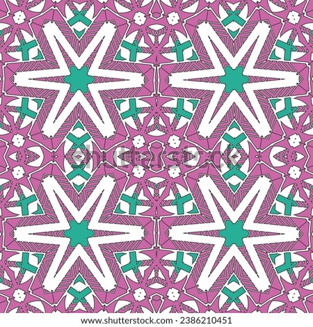 Seamless pattern with stylized white stars on a lilac background. Vector illustration