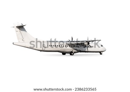 Passenger turboprop aircraft isolated on white background Royalty-Free Stock Photo #2386233565