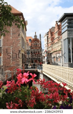 The city of Ghent, Belgium. Ghent architecture. Ghent cannals. 