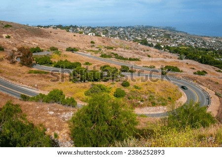  The "Switchbacks Lookout" on Palos Verdes Drive East, Rancho Palos Verdes, CA, Part of the San Ramon Reserve Royalty-Free Stock Photo #2386252893