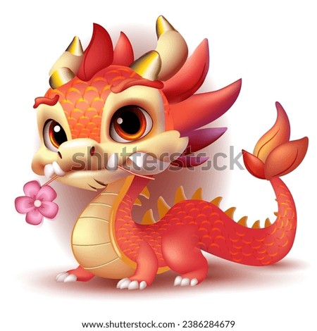 Adorable little dragon. Vector illustration. Cartoon character Royalty-Free Stock Photo #2386284679