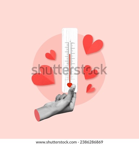 love scale thermometer, hand with thermometer, hearts, Thermometer, Heart Shaped Symbol, Scale, Indicator, Heat, Love, Feeling, Meter, Romantic Activity, Celebration, Special Occasion