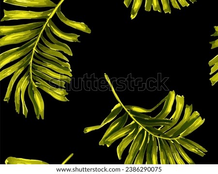 Africa Tropic Seamless Pattern. Watercolor Leaves of Monstera, Palm and Jungle. Green Black Hawaiian Botany Texture Design. Large Leaf Aloha Rapport. Swimwear  Shirt Botanical Flower Background. Royalty-Free Stock Photo #2386290075