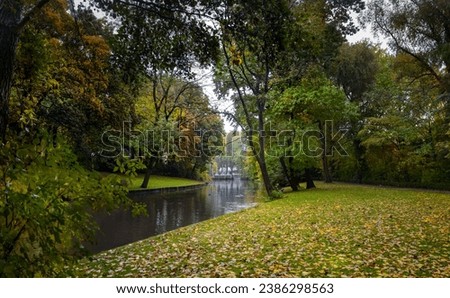 Beautiful Nature Autumn River Background Royalty-Free Stock Photo #2386298563