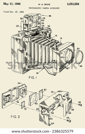 1966 vintage Camera Poster Patent Royalty-Free Stock Photo #2386325579