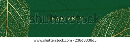 Green colored natural background with golden leaf veins. Luxurious Vector exotic pattern with leaf textures. Royalty-Free Stock Photo #2386333865