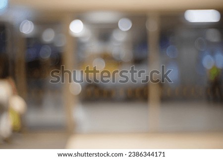 supermarket grocery store interior aisle abstract blurred background. Abstract blur shopping mall center and shop retail store for background.
