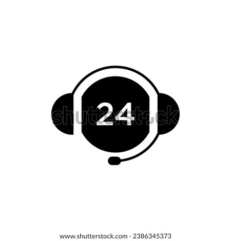 24 Hours Service Icon. Assistance, Duration  Symbol - Vector .