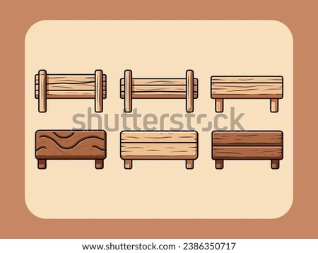 Set of cute wooden sign vector Illustration