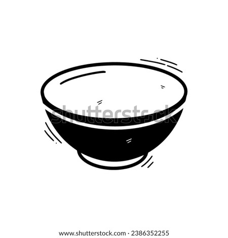 Hand Drawn Bowl Illustration. Doodle Vector. Isolated on White Background - EPS 10 Vector