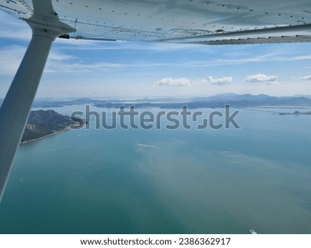 ocean, sky, picture taken from airplane, scenary, healing, nature