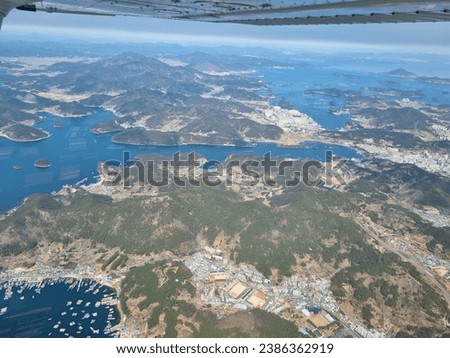ocean, sky, picture taken from airplane, scenary, healing, nature